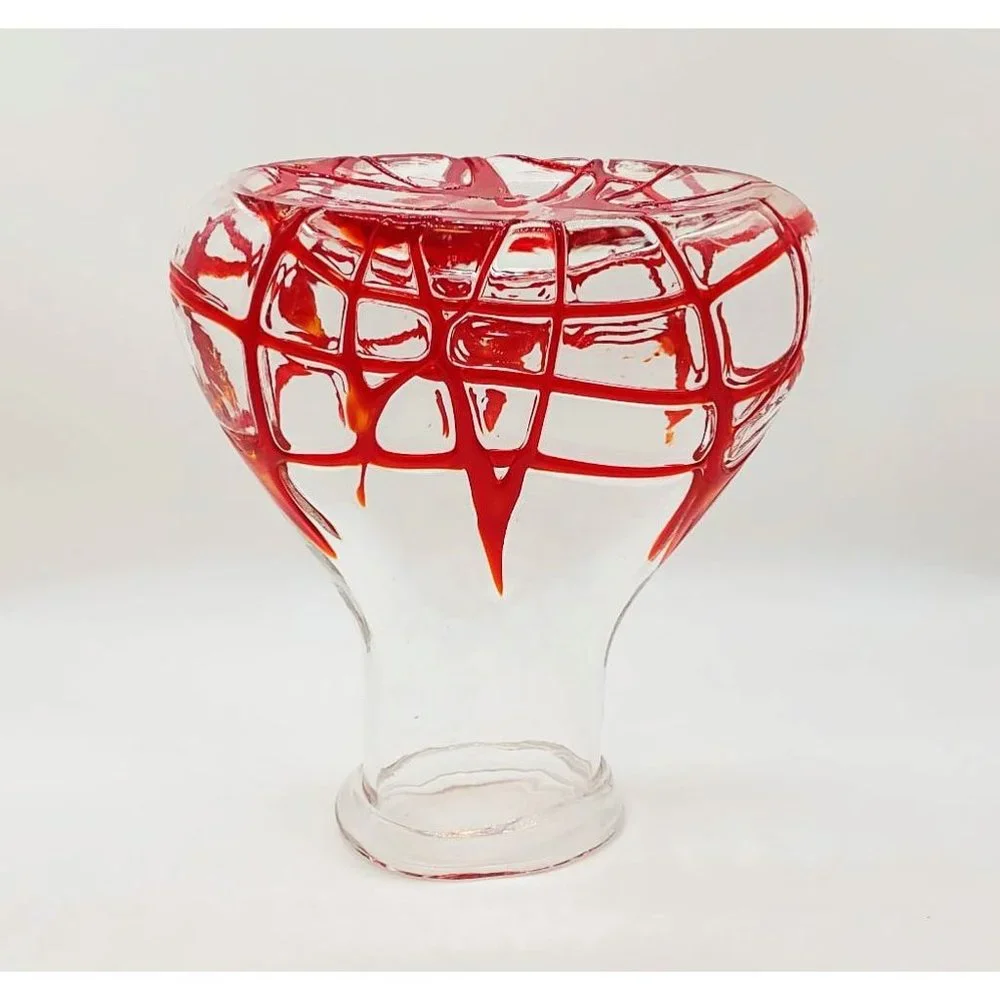 Hand-blown Red Flame Art Glass Vase By Margie’s Garden